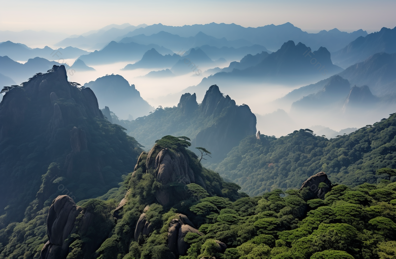 绿色连绵不绝山川云雾自然美景拍摄,高清,摄影图,摄影图片,图片大全,摄影图免费下载